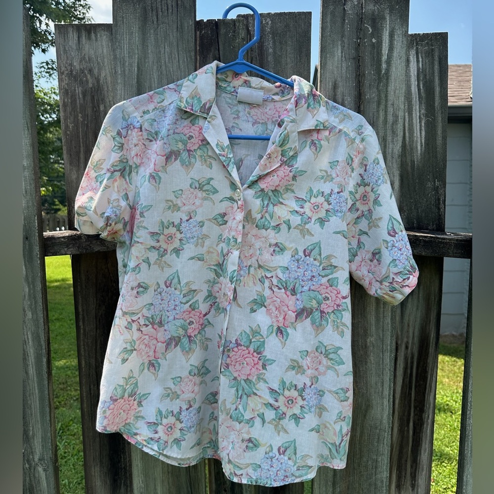 Light floral summer button down